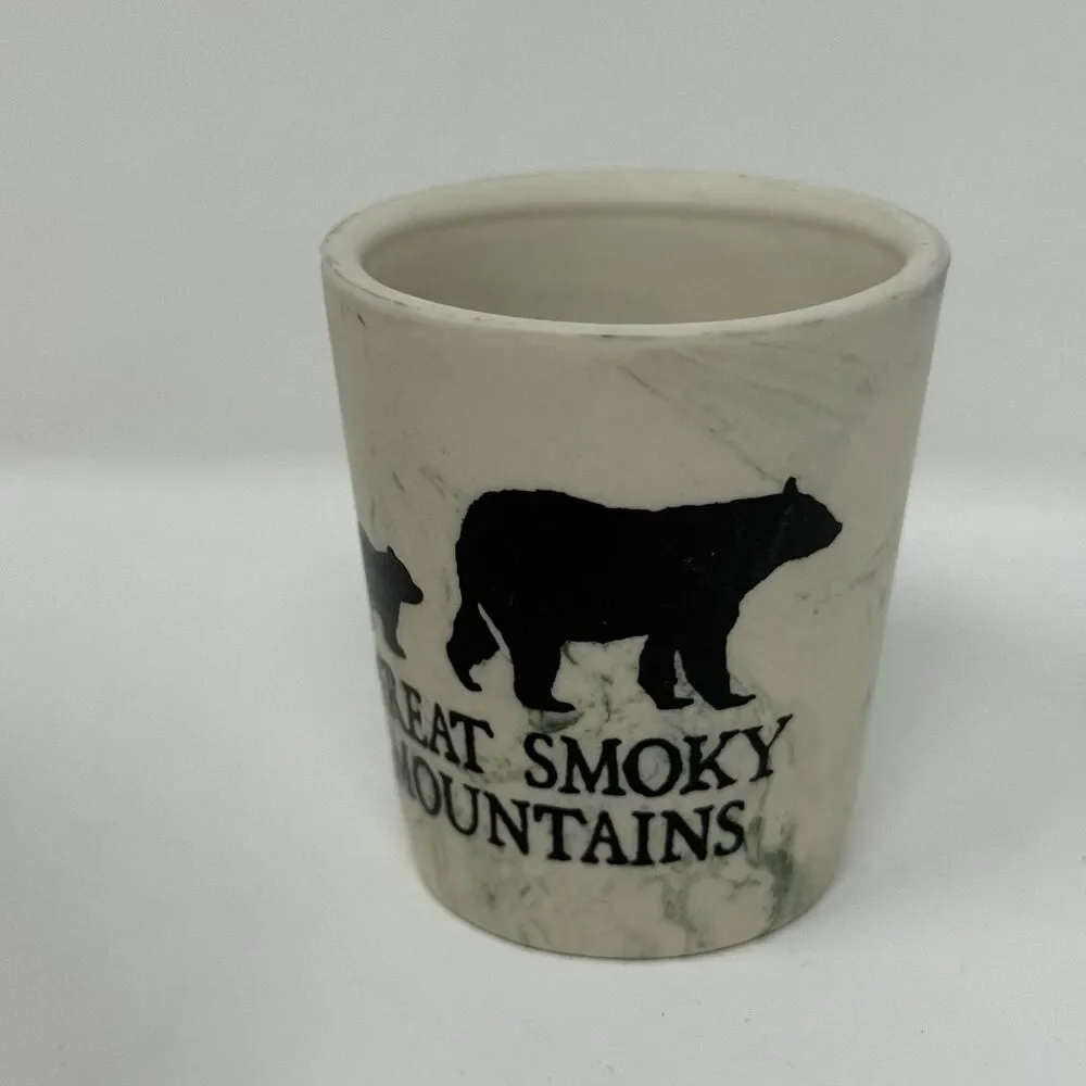 Cape Shore Montana Great Smoky Mountains Bear Pottery Shot Glass Souvenir